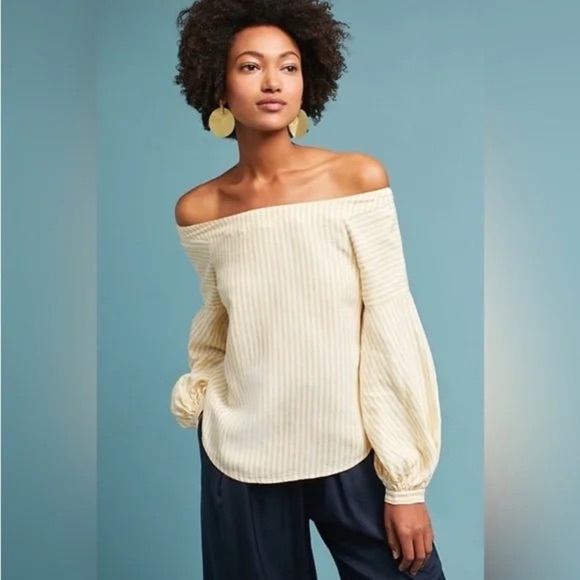 Anthroplogie Maeve Off The Shoulder White Top (Size 0) - Picture 5 of 7